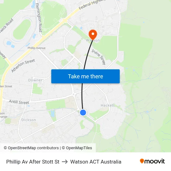 Phillip Av After Stott St to Watson ACT Australia map