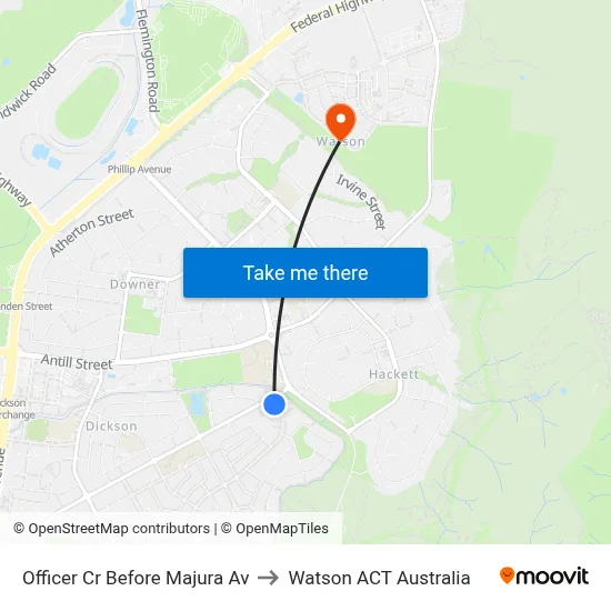 Officer Cr Before Majura Av to Watson ACT Australia map