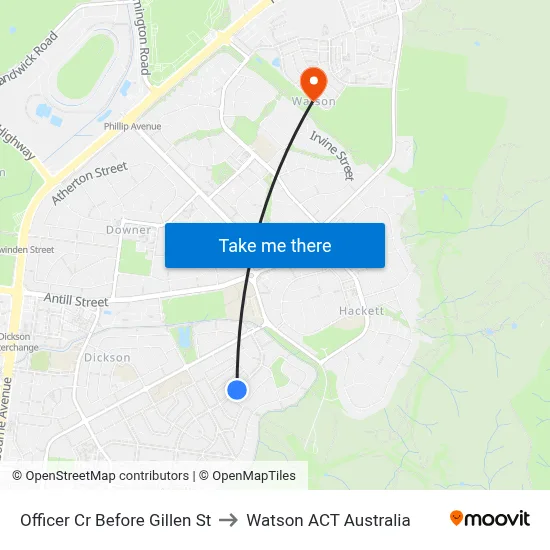 Officer Cr Before Gillen St to Watson ACT Australia map