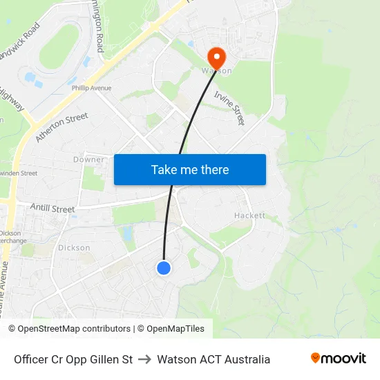 Officer Cr Opp Gillen St to Watson ACT Australia map
