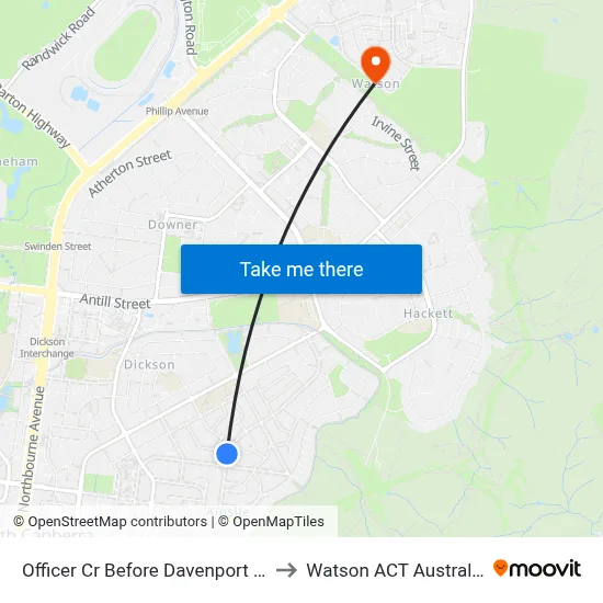 Officer Cr Before Davenport St to Watson ACT Australia map