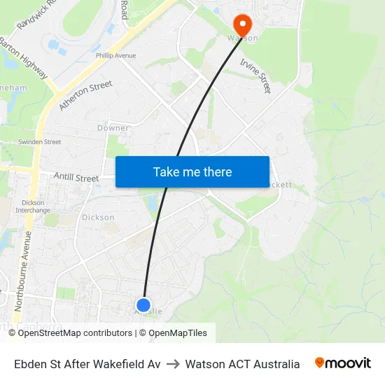 Ebden St After Wakefield Av to Watson ACT Australia map