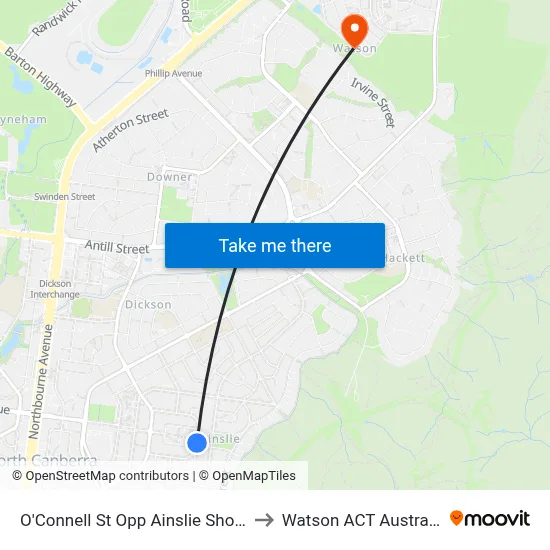 O'Connell St Opp Ainslie Shops to Watson ACT Australia map