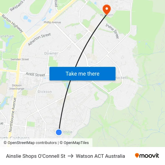 Ainslie Shops O'Connell St to Watson ACT Australia map