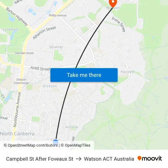 Campbell St After Foveaux St to Watson ACT Australia map