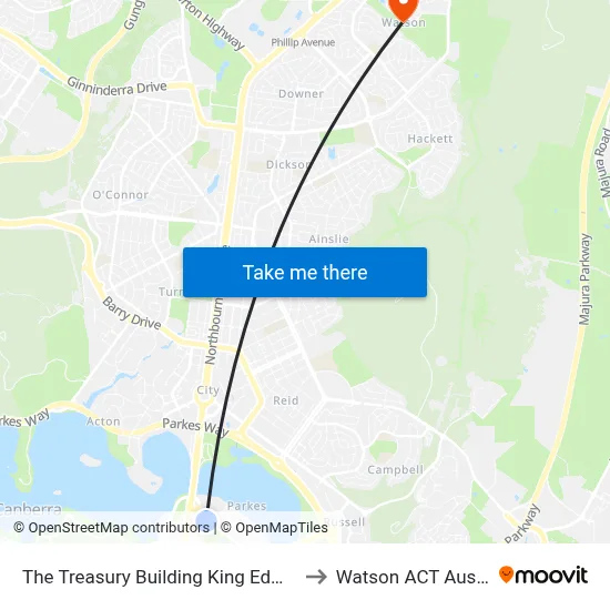The Treasury Building King Edward Tce to Watson ACT Australia map