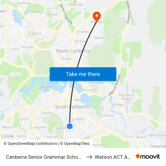 Canberra Senior Grammar School Golden Gr to Watson ACT Australia map