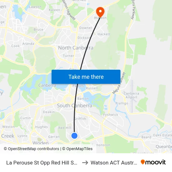 La Perouse St Opp Red Hill Shops to Watson ACT Australia map