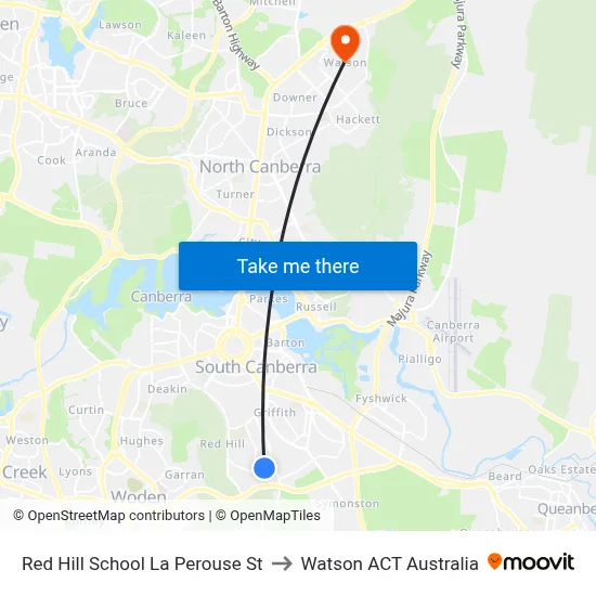 Red Hill School La Perouse St to Watson ACT Australia map