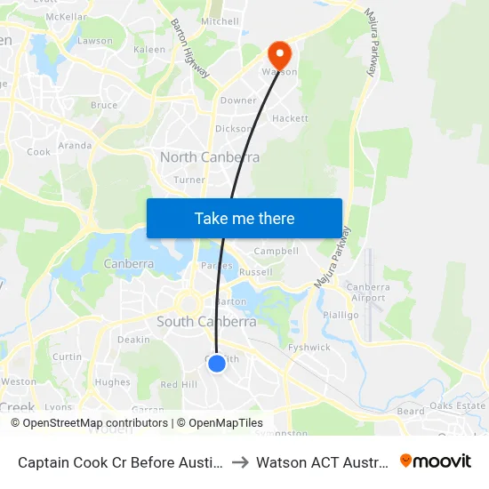 Captain Cook Cr Before Austin St to Watson ACT Australia map