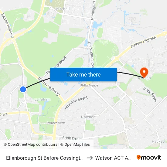 Ellenborough St Before Cossington Smith St to Watson ACT Australia map
