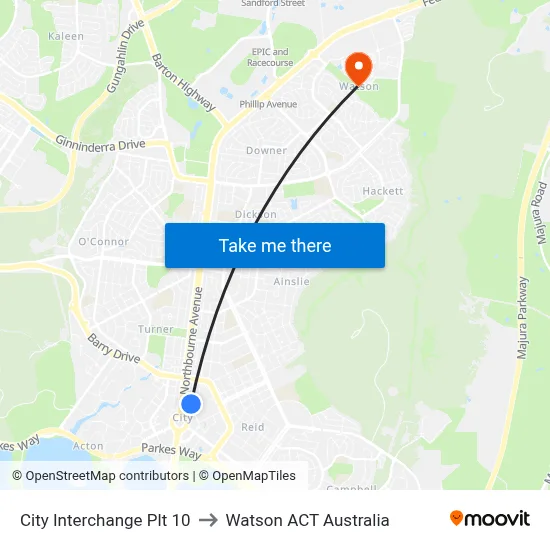 City Interchange Plt 10 to Watson ACT Australia map