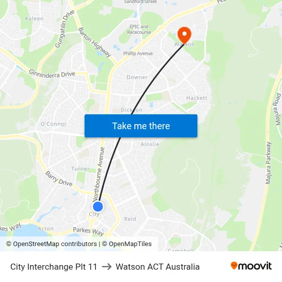City Interchange Plt 11 to Watson ACT Australia map