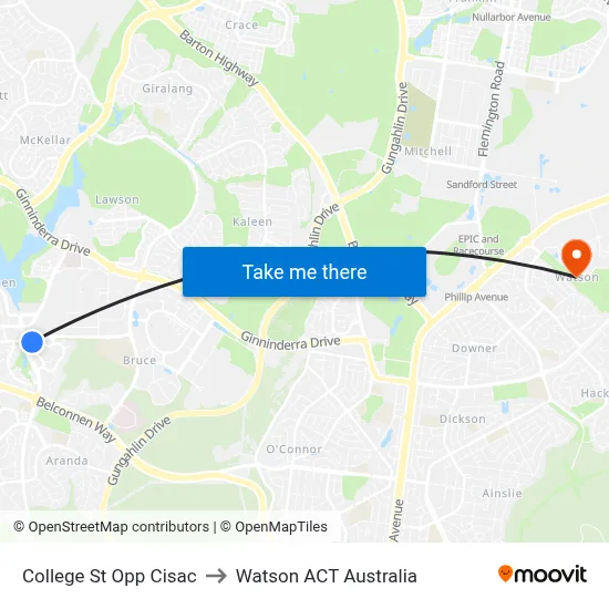 College St Opp Cisac to Watson ACT Australia map