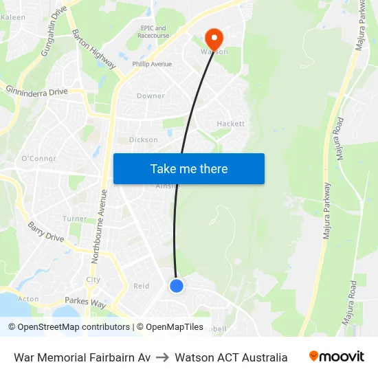 War Memorial Fairbairn Av to Watson ACT Australia map