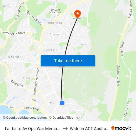 Fairbairn Av Opp War Memorial to Watson ACT Australia map