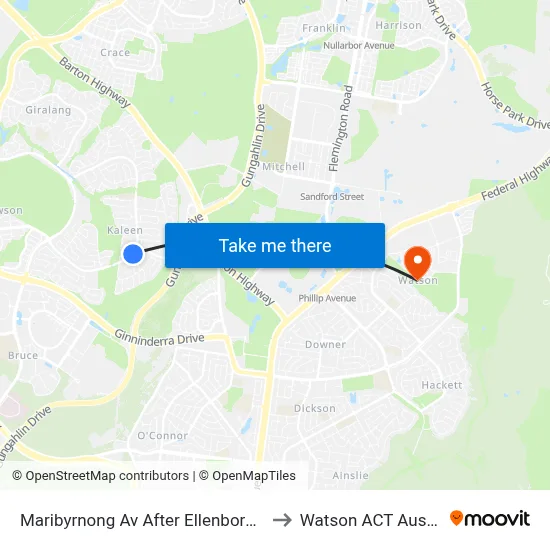 Maribyrnong Av After Ellenborough St to Watson ACT Australia map