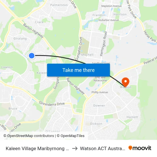 Kaleen Village Maribyrnong Av to Watson ACT Australia map