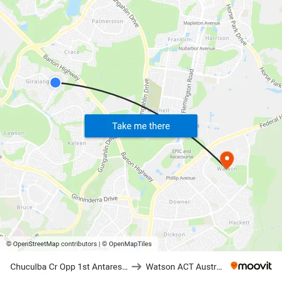 Chuculba Cr Opp 1st Antares Cr to Watson ACT Australia map