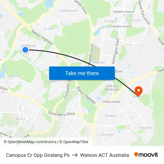 Canopus Cr Opp Giralang Ps to Watson ACT Australia map