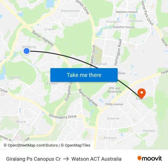 Giralang Ps Canopus Cr to Watson ACT Australia map