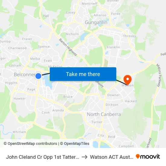 John Cleland Cr Opp 1st Tattersall Cr to Watson ACT Australia map