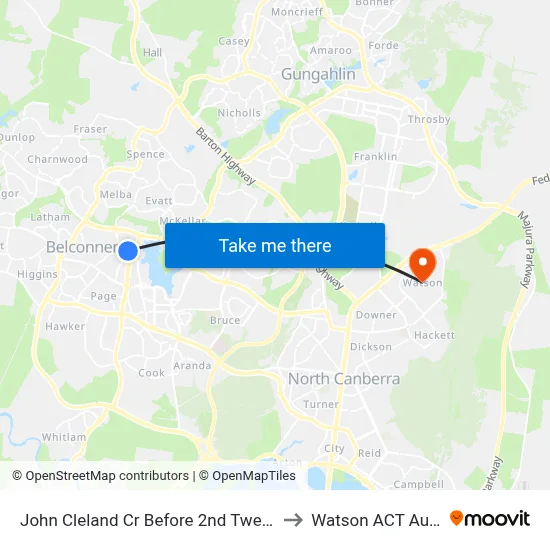 John Cleland Cr Before 2nd Twelvetrees Cr to Watson ACT Australia map