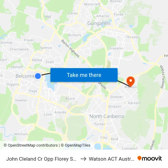 John Cleland Cr Opp Florey Shops to Watson ACT Australia map
