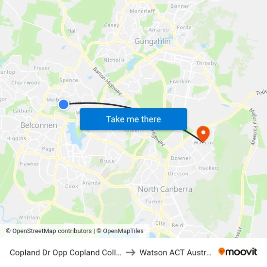 Copland Dr Opp Copland College to Watson ACT Australia map