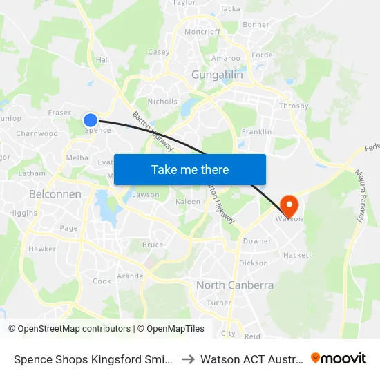 Spence Shops Kingsford Smith Dr to Watson ACT Australia map