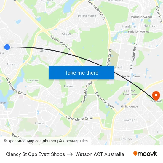 Clancy St Opp Evatt Shops to Watson ACT Australia map