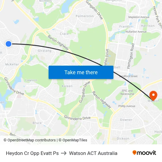 Heydon Cr Opp Evatt Ps to Watson ACT Australia map