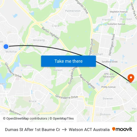 Dumas St After 1st Baume Cr to Watson ACT Australia map