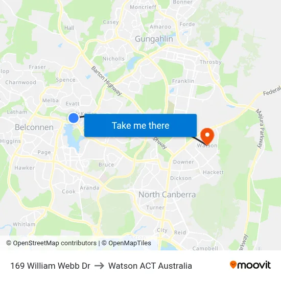 169 William Webb Dr to Watson ACT Australia map