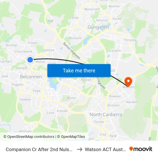 Companion Cr After 2nd Nulsen Cct to Watson ACT Australia map