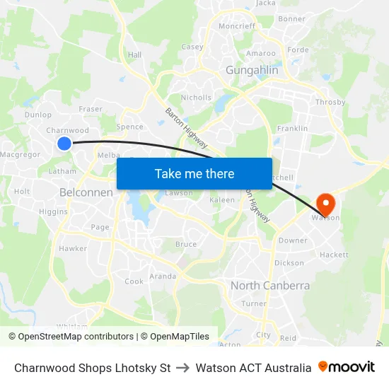 Charnwood Shops Lhotsky St to Watson ACT Australia map