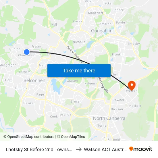 Lhotsky St Before 2nd Townson Cr to Watson ACT Australia map