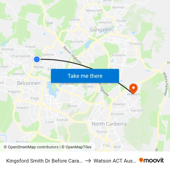 Kingsford Smith Dr Before Carandini St to Watson ACT Australia map