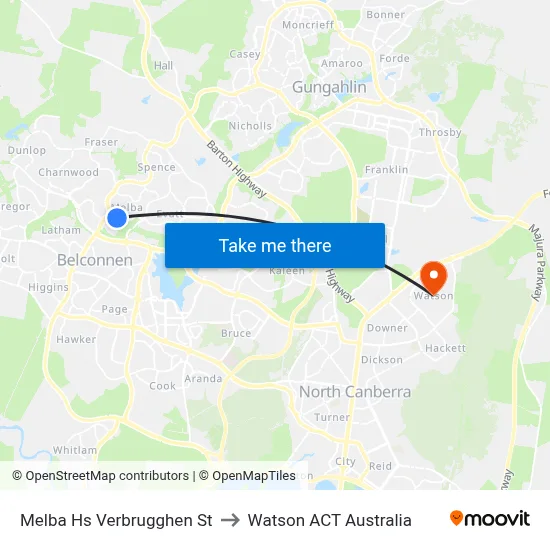 Melba Hs Verbrugghen St to Watson ACT Australia map