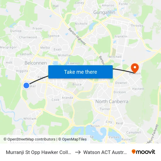 Murranji St Opp Hawker College to Watson ACT Australia map