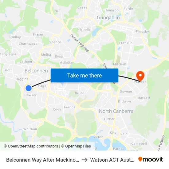 Belconnen Way After Mackinolty St to Watson ACT Australia map