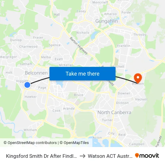 Kingsford Smith Dr After Findlay St to Watson ACT Australia map