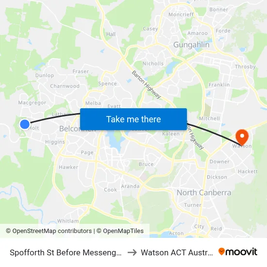 Spofforth St Before Messenger St to Watson ACT Australia map
