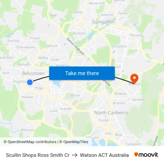 Scullin Shops Ross Smith Cr to Watson ACT Australia map
