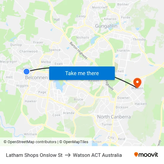 Latham Shops Onslow St to Watson ACT Australia map