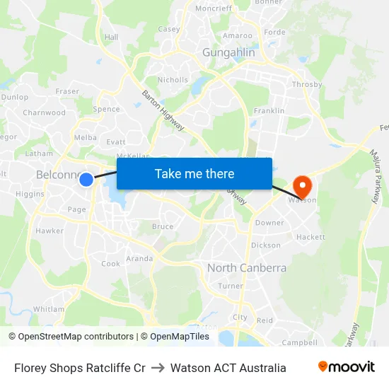 Florey Shops Ratcliffe Cr to Watson ACT Australia map