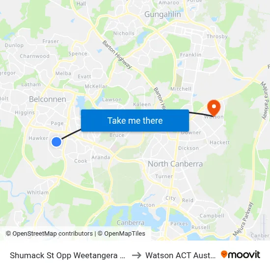 Shumack St Opp Weetangera Shops to Watson ACT Australia map