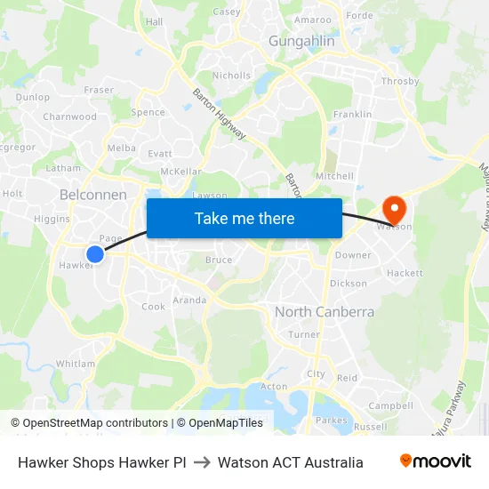 Hawker Shops Hawker Pl to Watson ACT Australia map