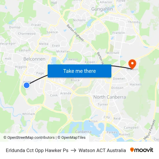 Erldunda Cct Opp Hawker Ps to Watson ACT Australia map