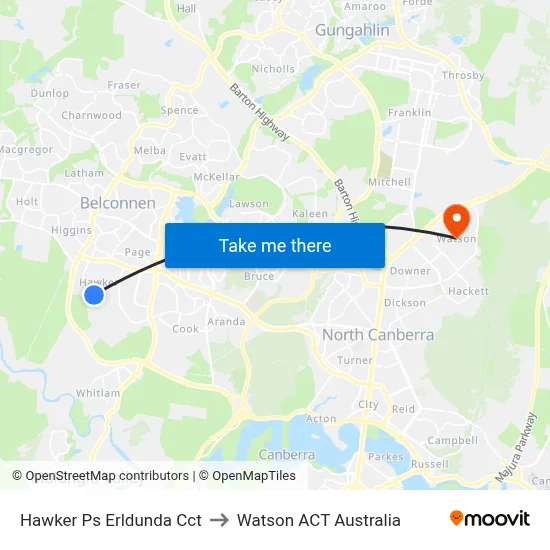 Hawker Ps Erldunda Cct to Watson ACT Australia map
